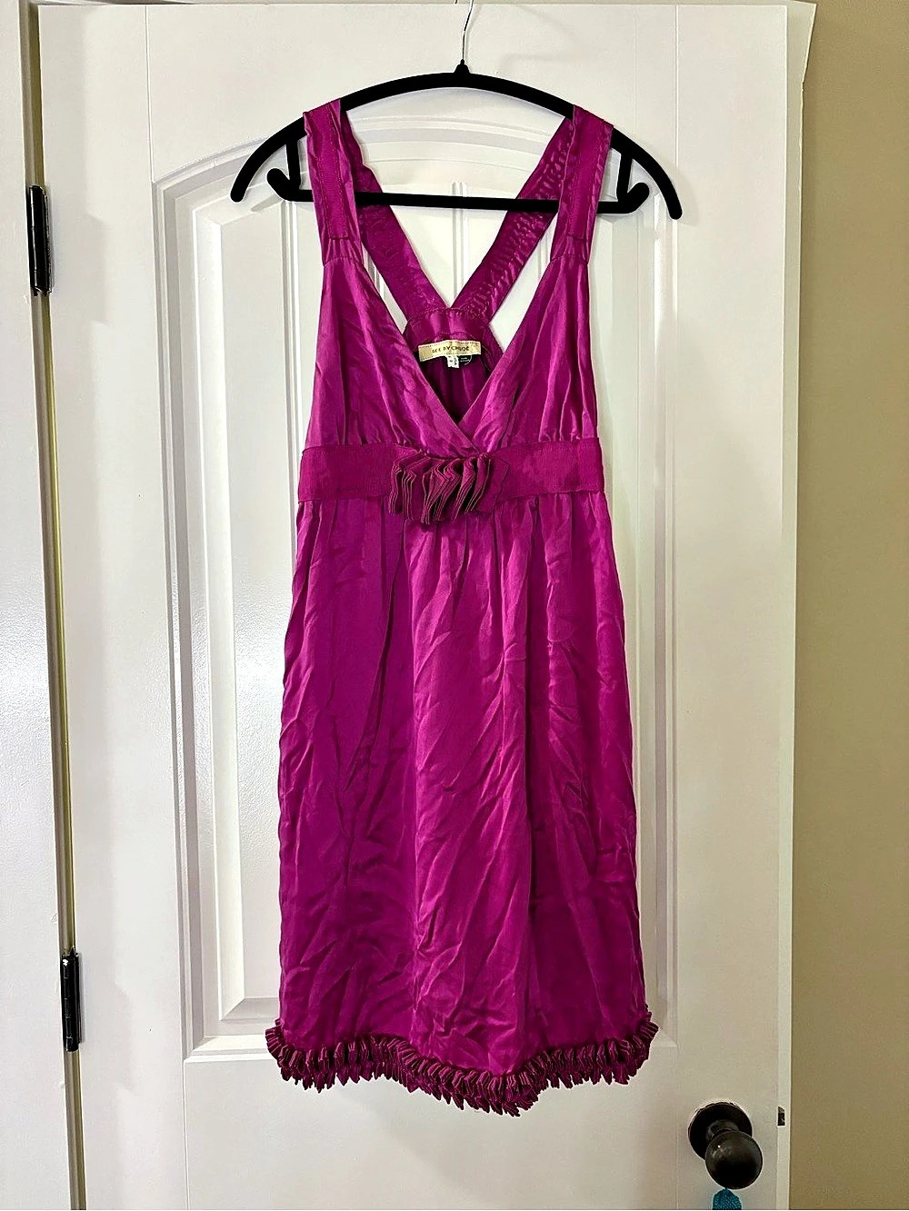 SEE BY CHLOÉ Pink Fringe Hem Mini Dress